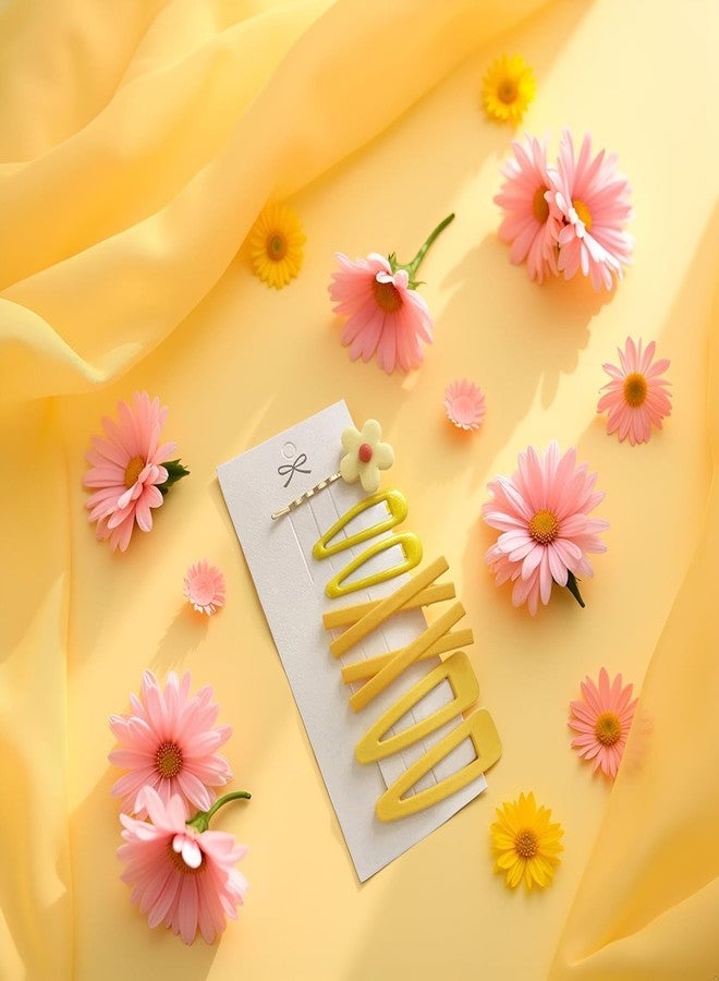 GOUDOGEDC 14 Pcs Yellow Sweet Flower Women Girl Barrette Bobby Pin Hairpin Hair Clips Decoration Elegant Gold Gifts Hair Clips Clips and Barrettes - Image 3
